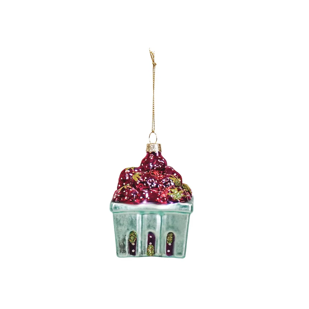HOUSEVITAMIN STRAWBERRIES XMAS HANGER GLASS  RED  7X7X9,5CM
