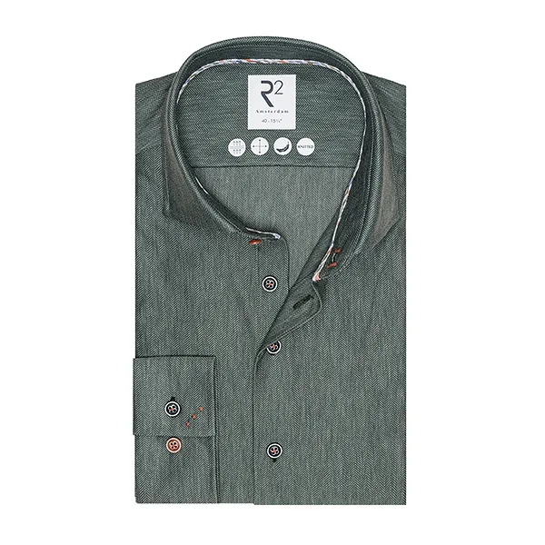 R2 OVERHEMD 126WSP016  DARKGREEN