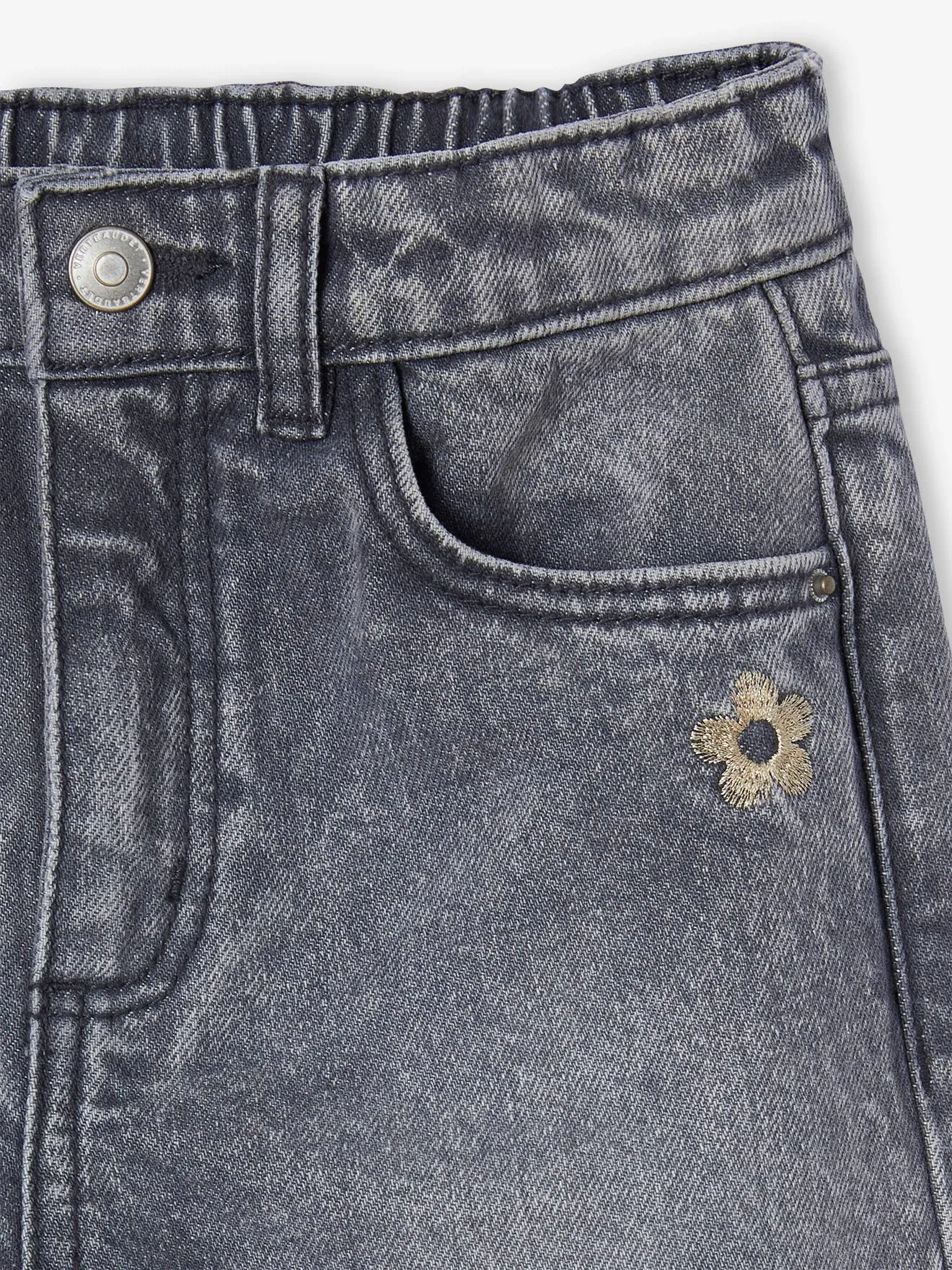 VERTBAUDET  WIJDE MEISJESJEANS  DENIMGRIJS